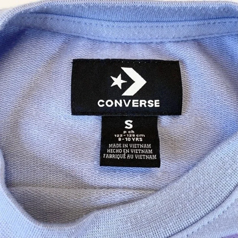 Converse Chuck Taylor Patch Ruched Graphic Sweatshirt Girls Small Blue Graphic